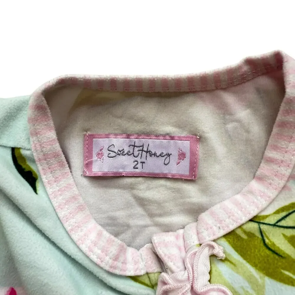 Sweet Honey Floral Fleece Layette Sleeper Size 2T